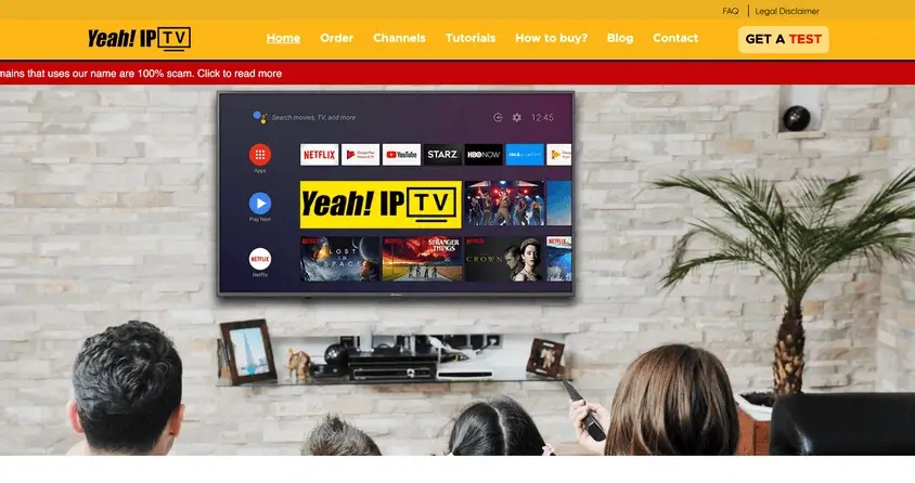 Yeah IPTV homepage screenshot – budget IPTV USA
