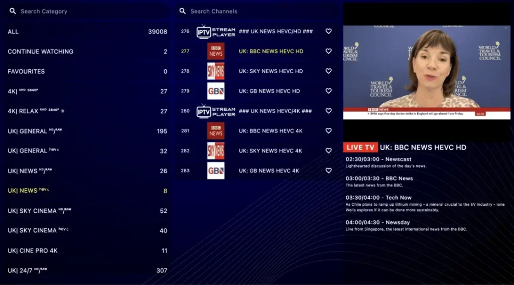 channels list