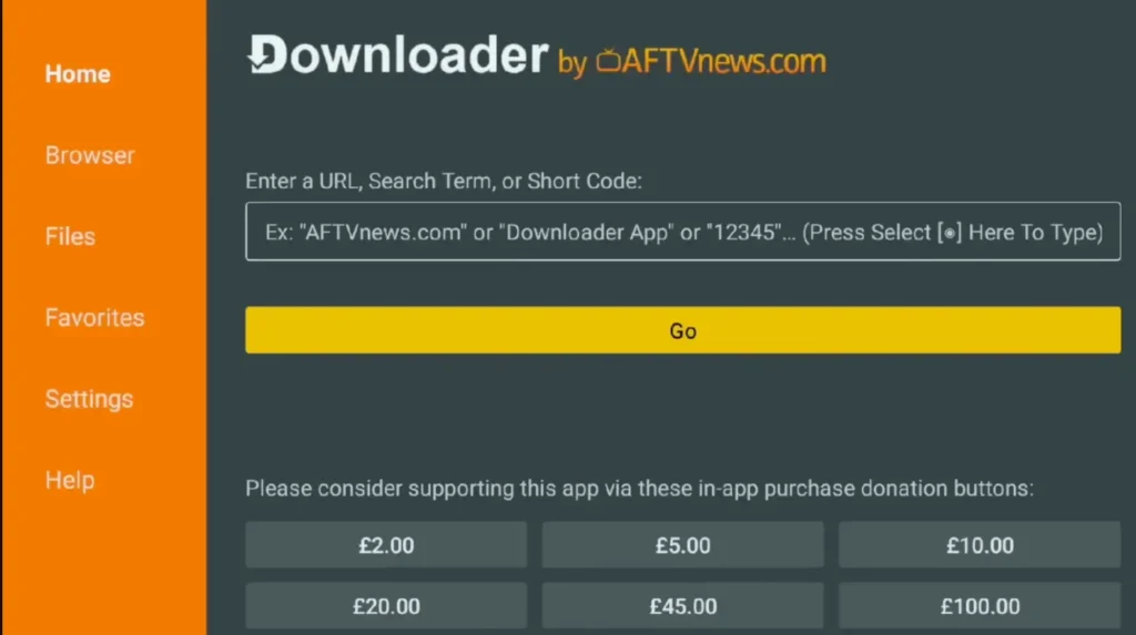 Downloader app search bar